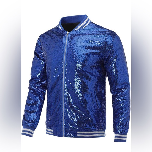 Jackets & Coats Unisex Sequin Varsity Jacket Christmas Party Disco Sparkly Glitter Bomber